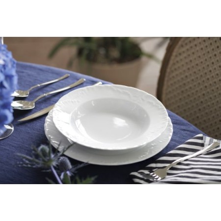 Rococo zestaw talerzy dla 6 osób/18 ele. Maria białe 0001