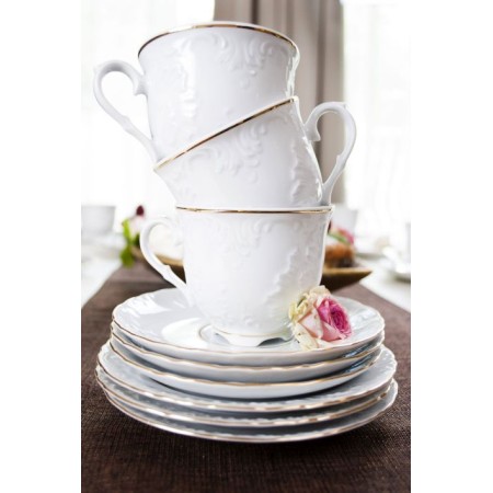 Rococo garnitur do kawy dla 6 osób 18 el. Złota Linia 3604